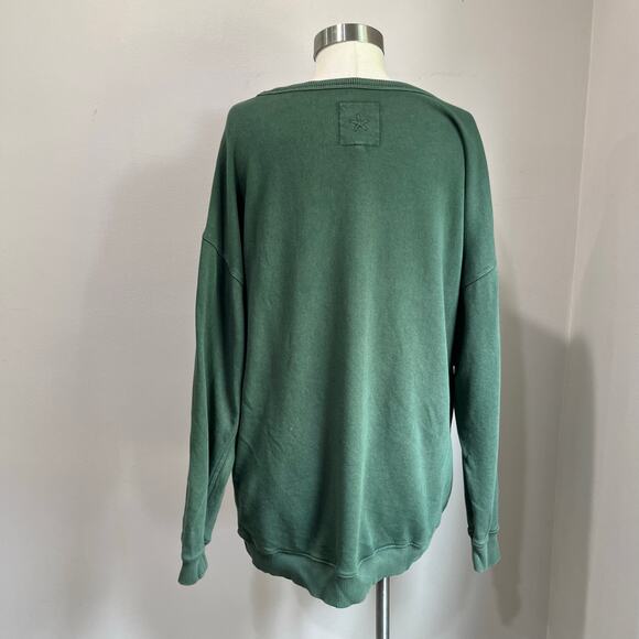 Aerie Oversized Green Sweatshirt Cozy Slouchy Lounge Casual Pullover Sz XS - Picture 3 of 8